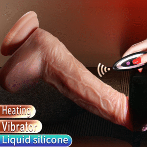 Gode réaliste chauffant télescopique en silicone – Vibrant & pénétration automatique – Stimulateur anal ou vaginal unisexe