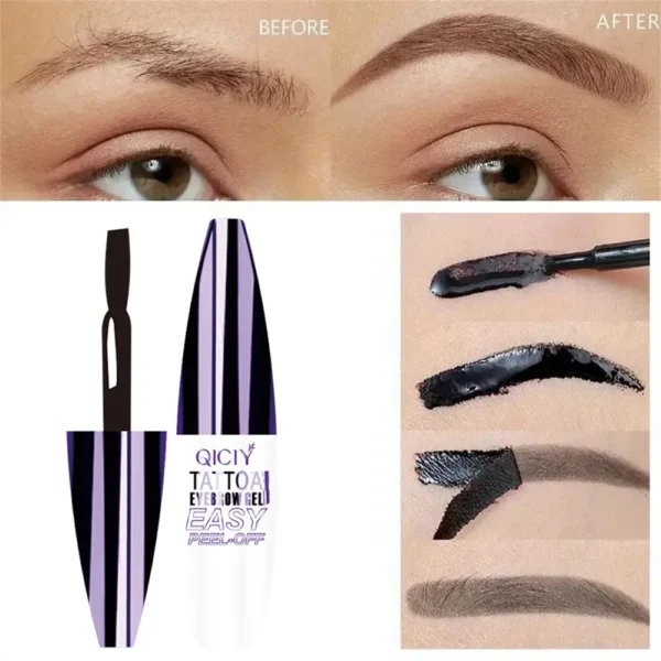 Gel tatouage sourcils peel-off – Tenue 3 jours, waterproof & anti-transfert – Maquillage longue durée – Image 2