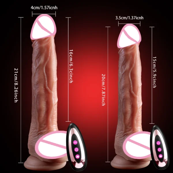 Gode réaliste chauffant télescopique en silicone – Vibrant & pénétration automatique – Stimulateur anal ou vaginal unisexe – Image 4