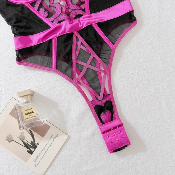 Body sexy en résille ajourée – Lingerie transparente dos nu en dentelle – Tenue érotique femme moulante et glamour – Image 6