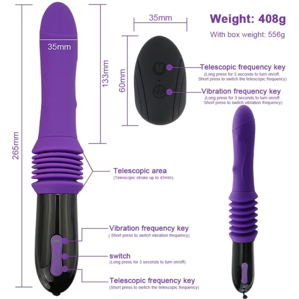 Sex Machine automatique – Gode vibrant rétractable avec mouvements de va-et-vient – Stimulation vaginale et point G – Image 3