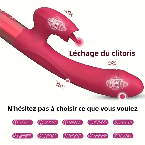 Vibromasseur puissant pour femmes – Stimulateur langue, clitoris et point G – Sextoy adulte féminin – Image 3