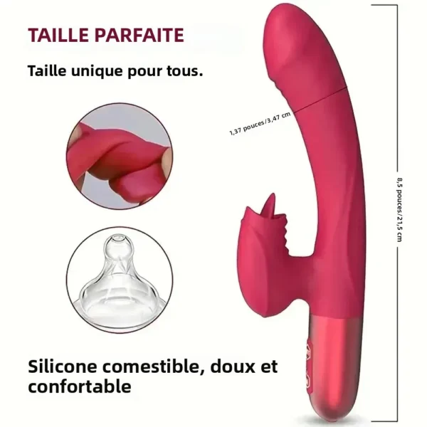 Vibromasseur puissant pour femmes – Stimulateur langue, clitoris et point G – Sextoy adulte féminin – Image 6