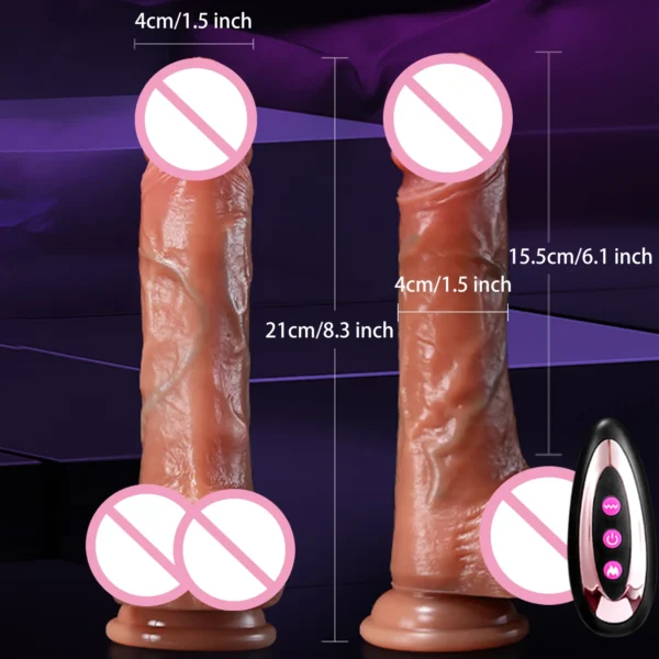 Gode réaliste chauffant télescopique en silicone – Vibrant & pénétration automatique – Stimulateur anal ou vaginal unisexe – Image 3